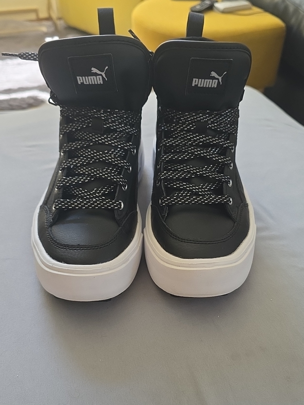Puma Kids Black High-Top Sneakers with White Platform